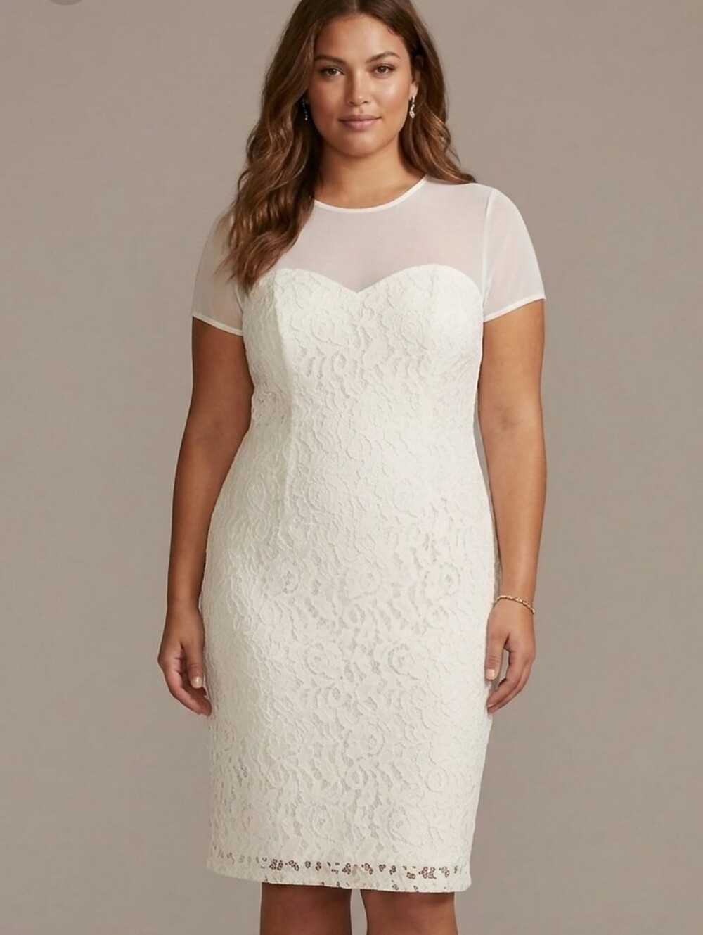 New Women's Formal Off White Floral Lace Dress Knee Length By Scarlett Size 16